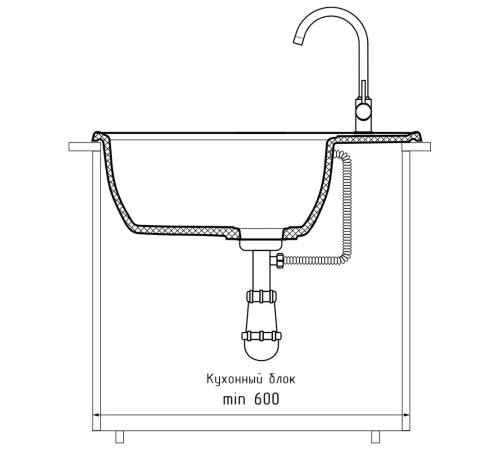 Кухонная мойка GranFest VERTEX 680L, иней