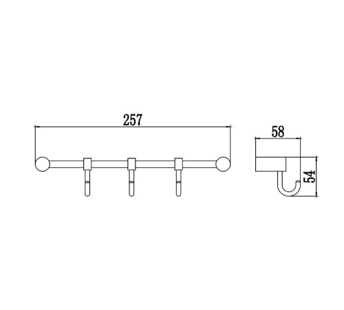 Планка с крючками Savol S-006203, хром