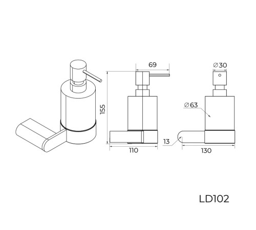 Дозатор жидкого мыла Knotlor LD102WY, белый