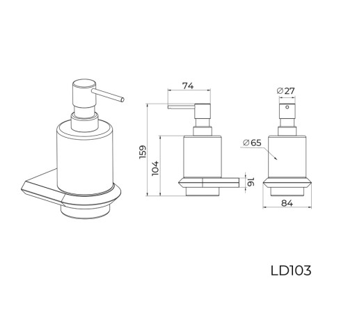 Дозатор жидкого мыла Knotlor LD103RB, бронза