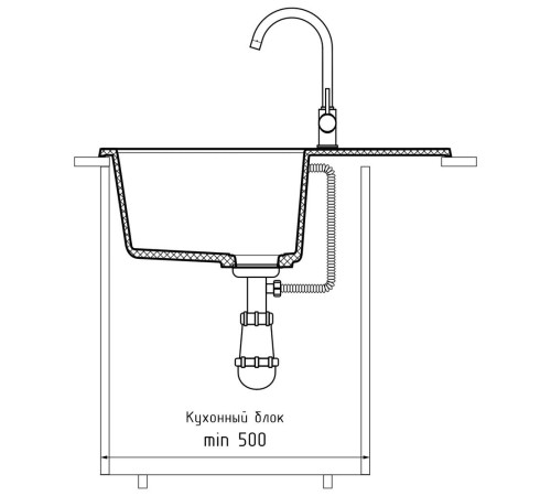 Кухонная мойка GranFest QUADRO 650L, графит
