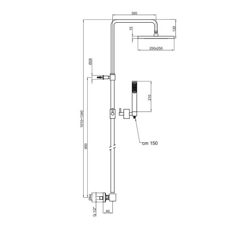 Душевая система с термостатом Webert Azeta New AA980507015PVC, хром