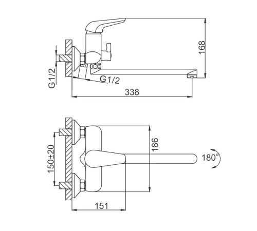 Смеситель для ванны FRUD R22102, хром