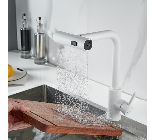 Смеситель для кухни с мультифункциональным изливом Shevanik S263C, белый
