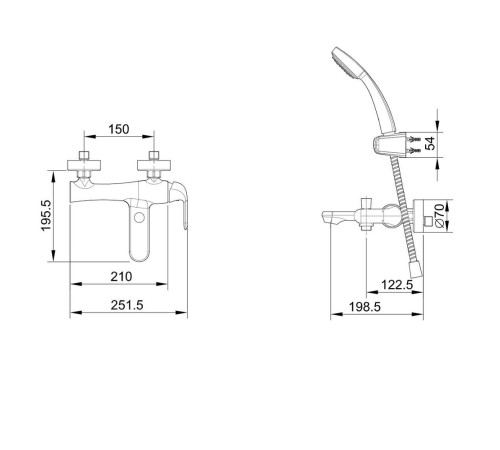 Смеситель для ванны BRAVAT F671105C-B-SW, хром