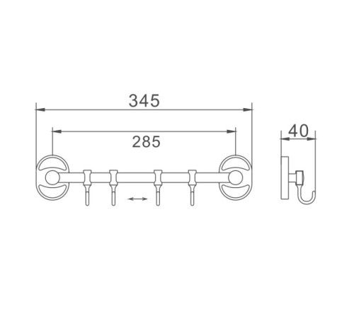 Планка с крючками для полотенец Haiba HB1915-4, хром