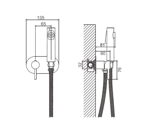 Гигиенический душ со смесителем BELZ B55807-5, брашированное золото