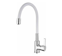 Смеситель для кухни с гибким изливом Esko Coral CL 519 W, хром/белый