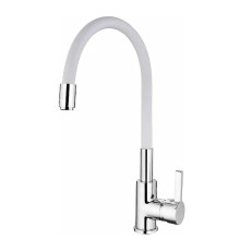 Смеситель для кухни с гибким изливом Esko Coral CL 519 W, хром/белый