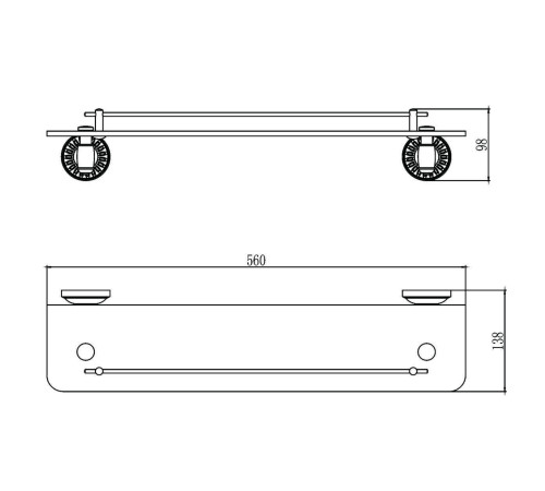 Полка стеклянная Savol S-606691H, черный
