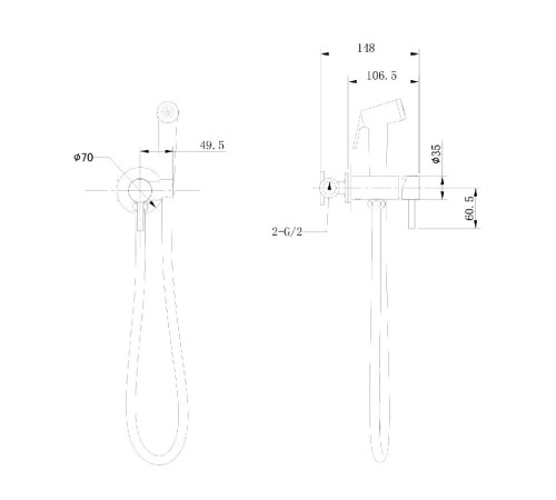 Гигиенический душ со смесителем Bravat D9151BW-ENG, черный
