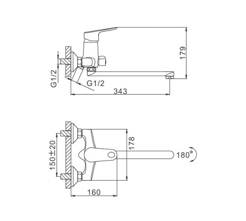 Смеситель для ванны FRAP F22703-B, хром