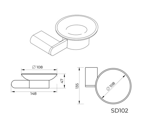Мыльница Knotlor SD102C, хром