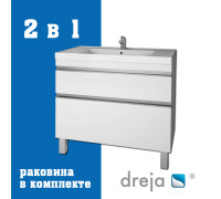 Тумба с раковиной подвесная/напольная Dreja Grace Plus 90 см, белый