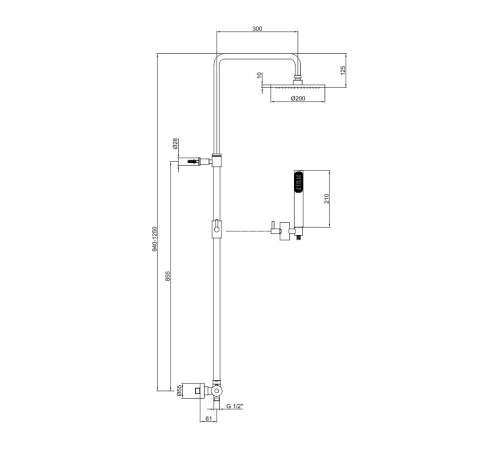 Душевая система с термостатом Webert Elio EL980507015METAL, хром