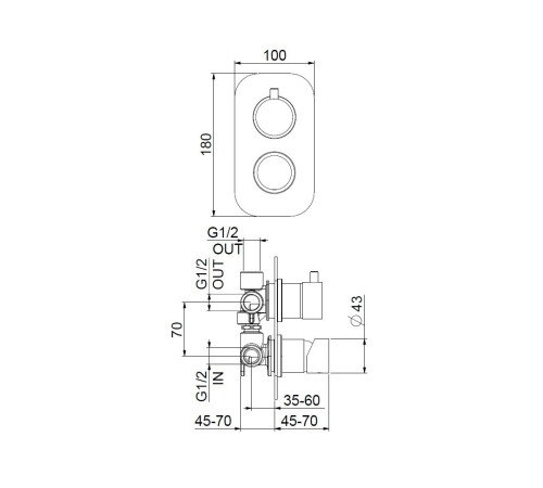 Смеситель для душа встраиваемый Webert ONE-B NB880601015, хром