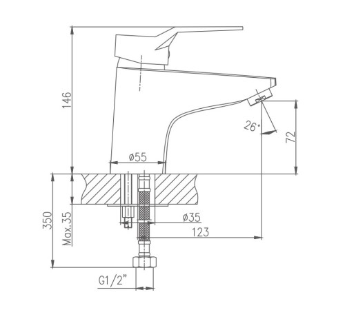 Смеситель для раковины Haiba HB1063, хром