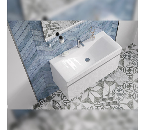 Тумба с раковиной подвесная Velvex Pulsus tp.PUL.PUL.100.1Y белый глянец, 100 см