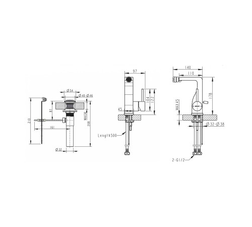 Смеситель для биде Bravat Arc F36061K-ENG, черный