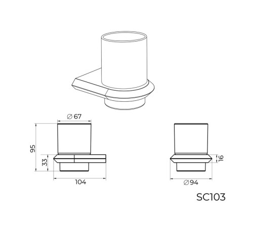 Стакан для ванной комнаты Knotlor SC103BL, черный