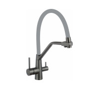 Смеситель для кухни с подключением фильтра воды Fmark FS0662-Q04, графит/серый