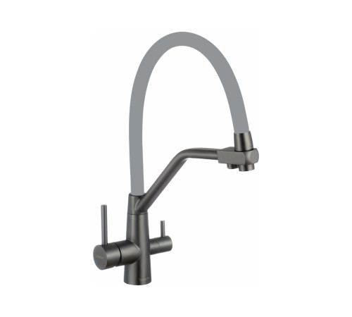 Смеситель для кухни с подключением фильтра воды Fmark FS0662-Q04, графит/серый