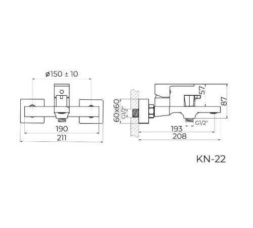 Смеситель для ванны Knotlor KN-22/WY, белый