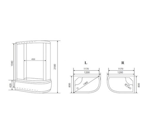 Душевая кабина Timo Eco TE-0720PR, 120x80x218