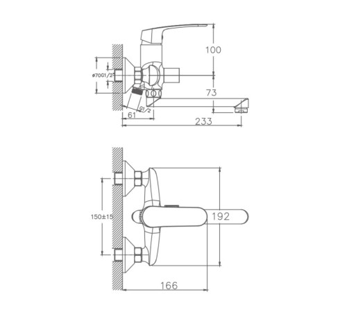 Смеситель для ванны Haiba HB60183, хром