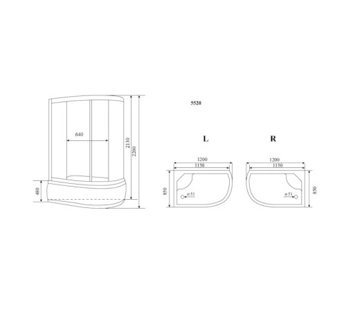Душевая кабина Timo Standart T-5520L, 120x85x220