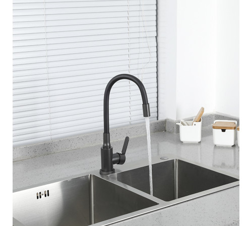Смеситель для кухни с гибким изливом FRUD R42052-39, оружейная сталь