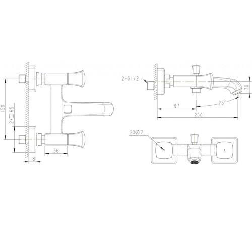 Смеситель для ванны Bravat Whirlpool F678112C-01, хром