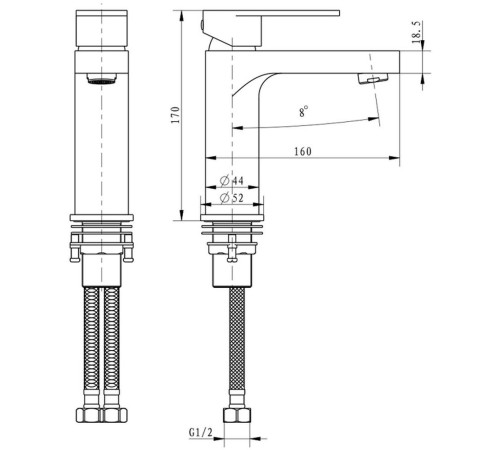 Смеситель для раковины Hansberge H1044C, хром