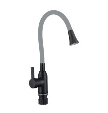 Смеситель для кухни с гибким изливом и режимом душ Fmark FS8277H-04, черный/серый
