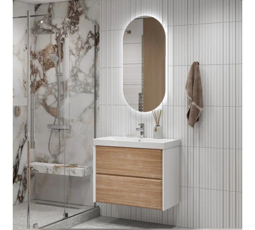 Тумба под раковину подвесная Velvex Gesso tp.GES.9696.80.2Y белый матовый/дуб сонома, 80 см