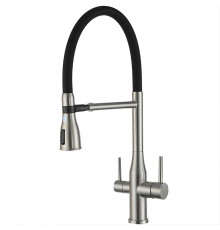 Смеситель для кухни с гибким изливом и подключением фильтра GAPPO G4399-75, сатин