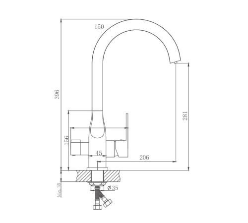 Смеситель для кухни Haiba HB76533-3, пепельный