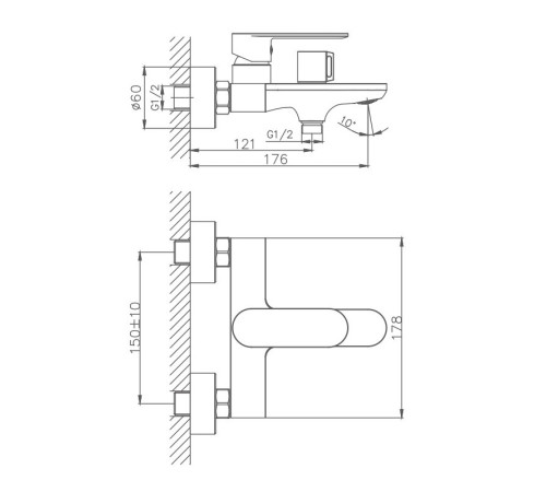 Смеситель для ванны Haiba HB60590, хром