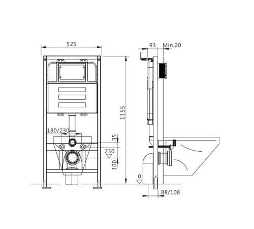 Комплект Maretti 3 в 1: унитаз EA10PBM73-844, инсталляция AC11P5211, кнопка AC12EA-740
