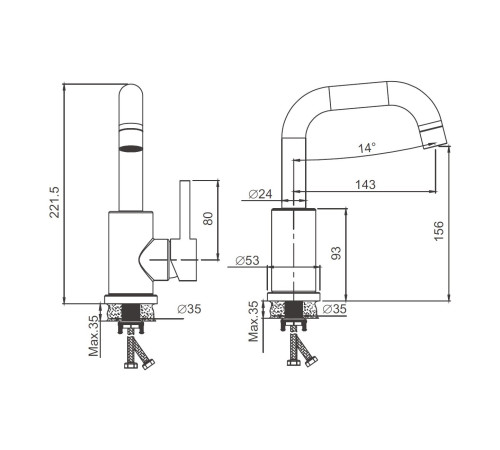 Смеситель для раковины BELZ B10810-5, брашированное золото