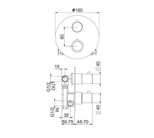 Смеситель для душа встраиваемый с термостатом Webert Sax Evolution SE970902015, хром