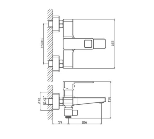 Смеситель для ванны Haiba HB60615, хром
