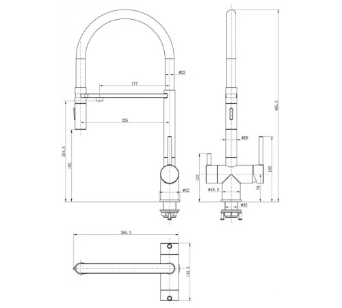 Смеситель для кухни с гибким изливом и подключением фильтра Grocenberg GB4096BL, черный