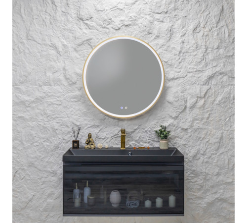 Зеркало Silver Mirrors Делуна/Deluna D800 2.2 (TX ,алюм. профиль, цвет золото, подогрев, сенсорный выключатель)
