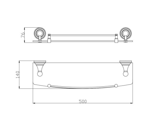 Полка стеклянная Rav Slezak MORAVA MKA0900/50SM, бронза