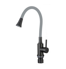 Смеситель для кухни с гибким изливом и режимом душ Fmark FS8299H-04, черный/серый