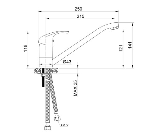Смеситель для кухни WesnaArt LISTOK LIS01-130, хром