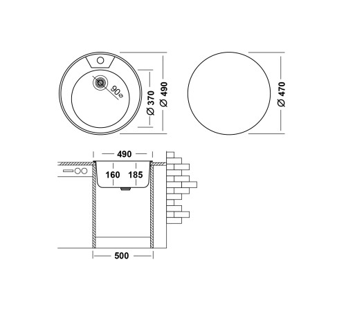 Кухонная мойка UKINOX Фаворит FAL490 -GT8K 0C, 49*49