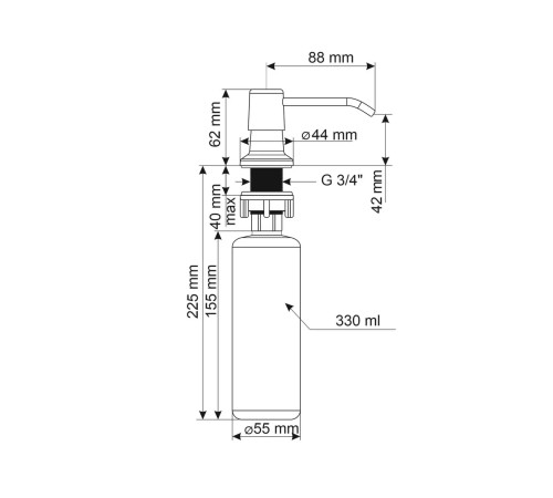 Дозатор для моющего средства Ulgran Quartz UQ-01-09, асфальт