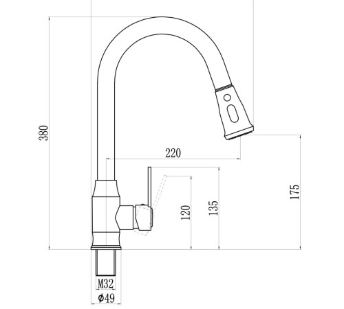 Смеситель для кухни с выдвижным изливом Savol S-002805A, хром